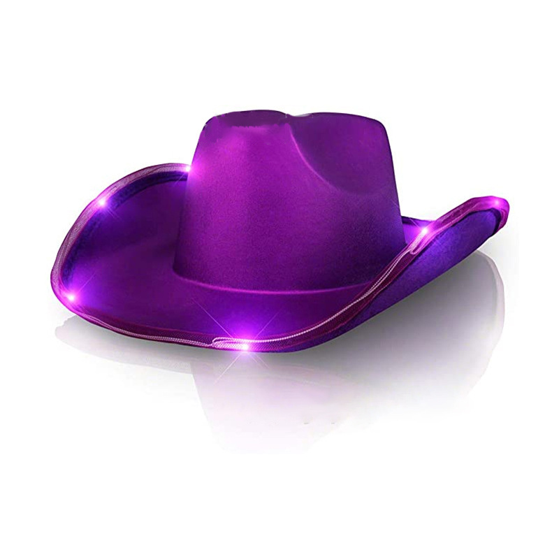 Flashing Lights Light Up Iridescent Pink Space Cowgirl Hat Light Up Cowboy Hat with Pink LED