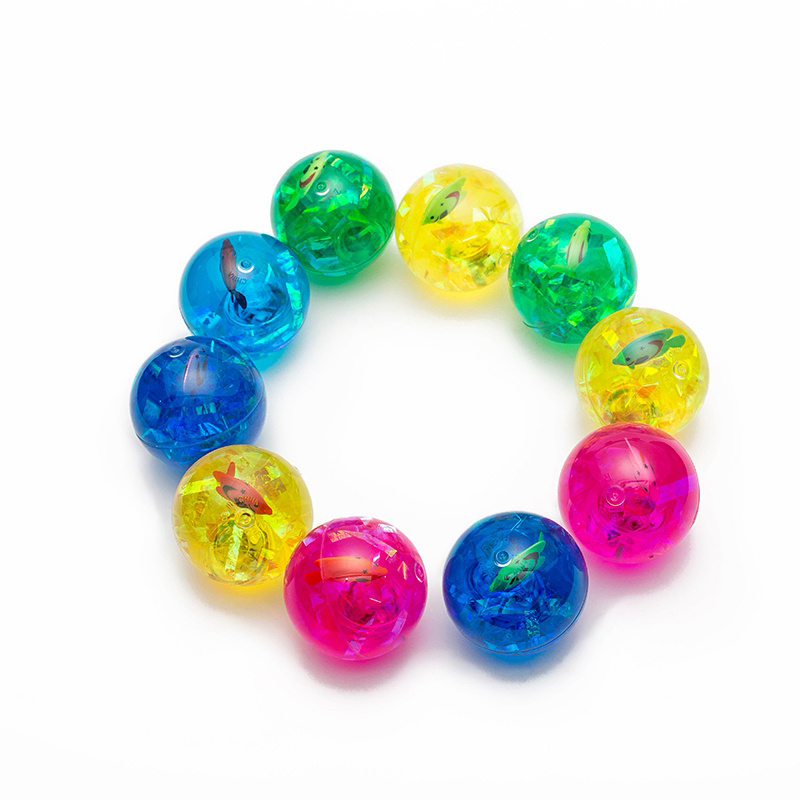 Waterproof Glitter Led Water Bouncy Ball Flashing Bouncing Rubber Ball With Rope