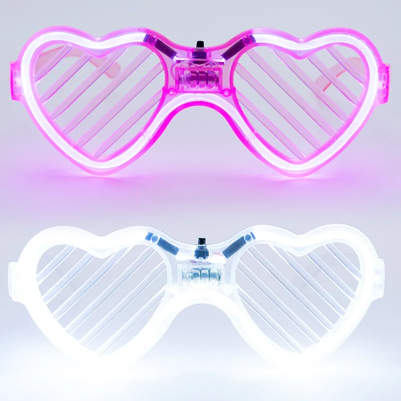 Led Flashing Heart Shape Glasses Light up El Glasses for Party Rave Concert Supplies Glowing Glasses New Year Party Decoration