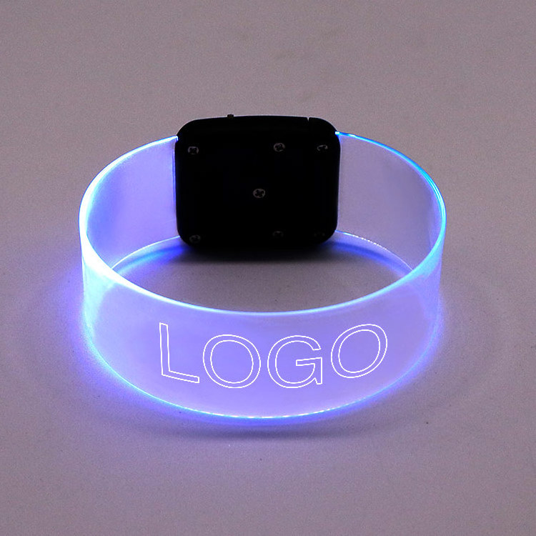 Customized Logo Engraved Cuff Music Beat Magnet Led Flashing Light Up Bracelet for party supplies