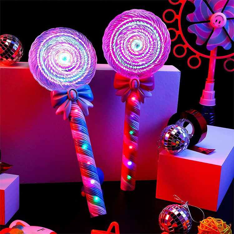 Led Light-up Toy Lollipop Glow Sticks Girls Princess Flashing Fairy Wand Sticks Birthday Party Dress Decor Jumbo Clown Lollipop