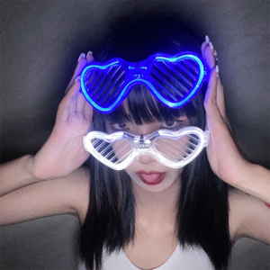 Led Flashing Heart Shape Glasses Light up El Glasses for Party Rave Concert Supplies Glowing Glasses New Year Party Decoration