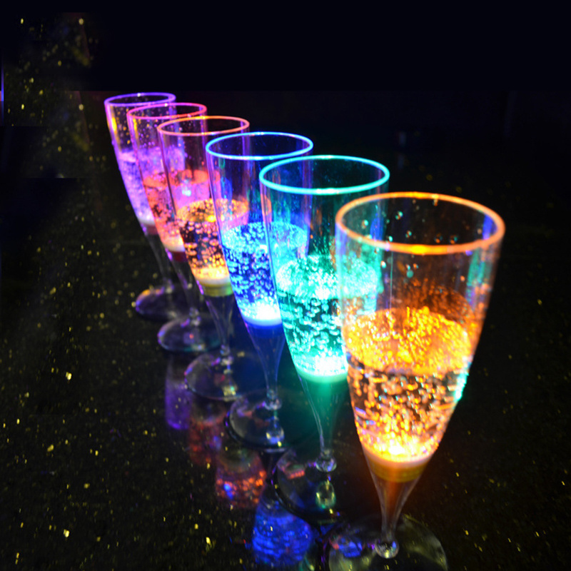 LED Wine Champagne Flute Glasses Water Liquid Activated Flashing Light Up Cup Mugs for Wedding Bar Club Christmas Party Gifts