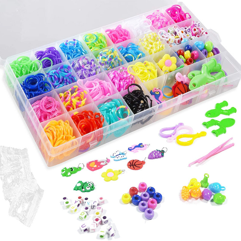 Rainbow Rubber Bands Kit, Bracelet Making Set for Boy Girl Weaving DIY Craft Gift Set