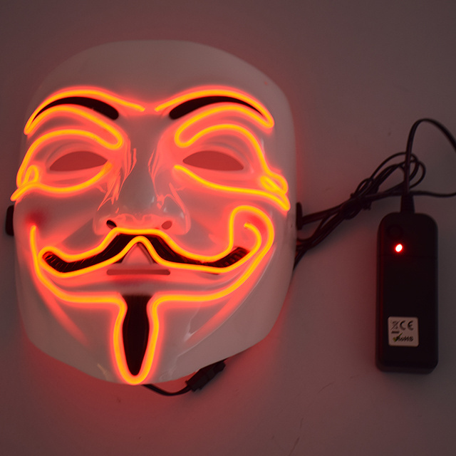 Hot Selling Halloween Led Light Up Scary Neon El Wire Face Mask Led Glowing Purge Funny Mask