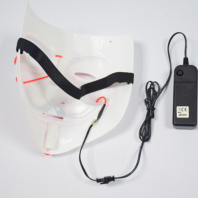 Hot Selling Halloween Led Light Up Scary Neon El Wire Face Mask Led Glowing Purge Funny Mask