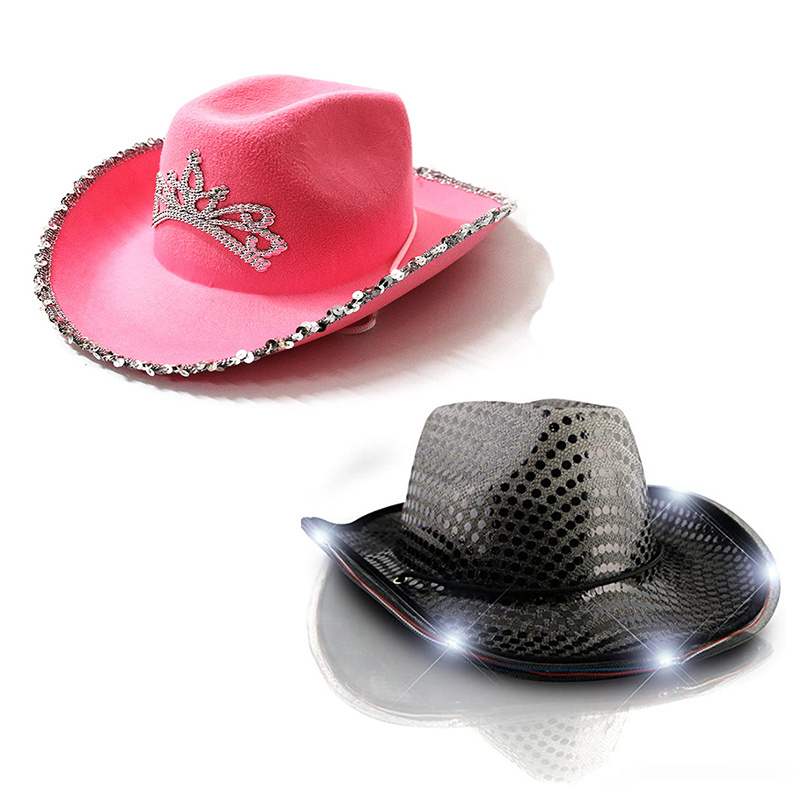 led party jazz hat cowboy hats made in mexico wholesale black straw cowboy hats