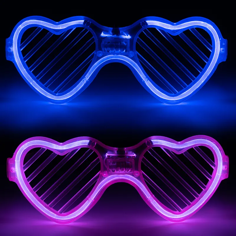 Led Flashing Heart Shape Glasses Light up El Glasses for Party Rave Concert Supplies Glowing Glasses New Year Party Decoration