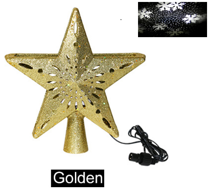 Christmas Tree Topper Led Light Projector Silver Snowflake Rotating 3d Glitter Lighted Sliver Star For Tree Top Decoration