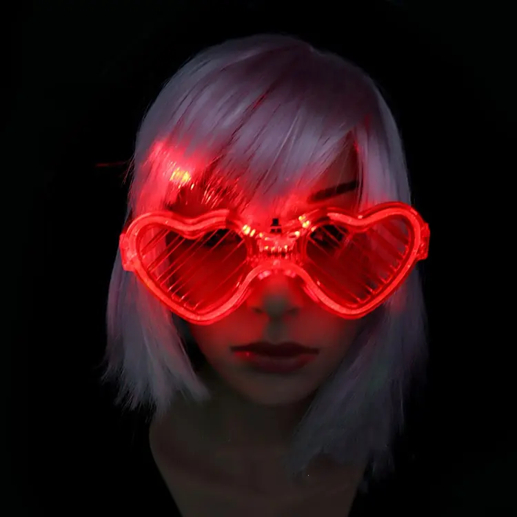 Led Flashing Heart Shape Glasses Light up El Glasses for Party Rave Concert Supplies Glowing Glasses New Year Party Decoration