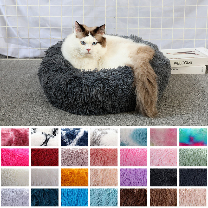 Doe Pet Dog Cat Bed Comfortable Plush Donut Dog Bed Soft Washable Cat Bed Removable Pet Mat Large Fiber Luxury Pet Supplie