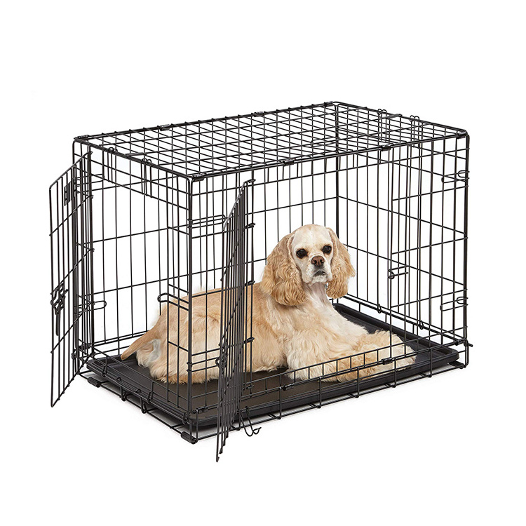 Wholesale Durable Portable Foldable  Two-Door Top-Load Stainless Steel Dog Pet Cage For Sale