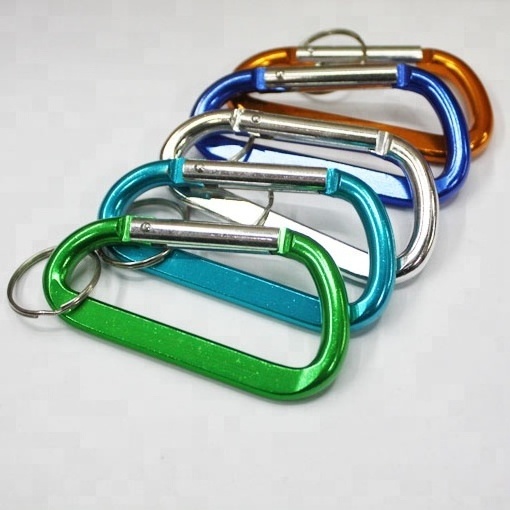 Wholesale Carabiner Clip Aluminum D-Ring Spring Loaded Gate Small Keychain Carabiner Clip Set for Outdoor Camping Mini Lock Hook