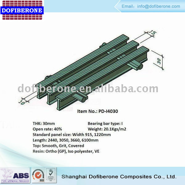 FRP fiberglass pultruded grating I-bar 25mm 60% open rate