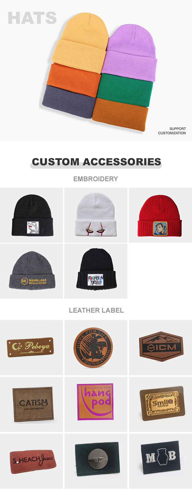 Wholesale fashion beanie hats custom embroidery custom logo winter crochet hat thick beanie hats