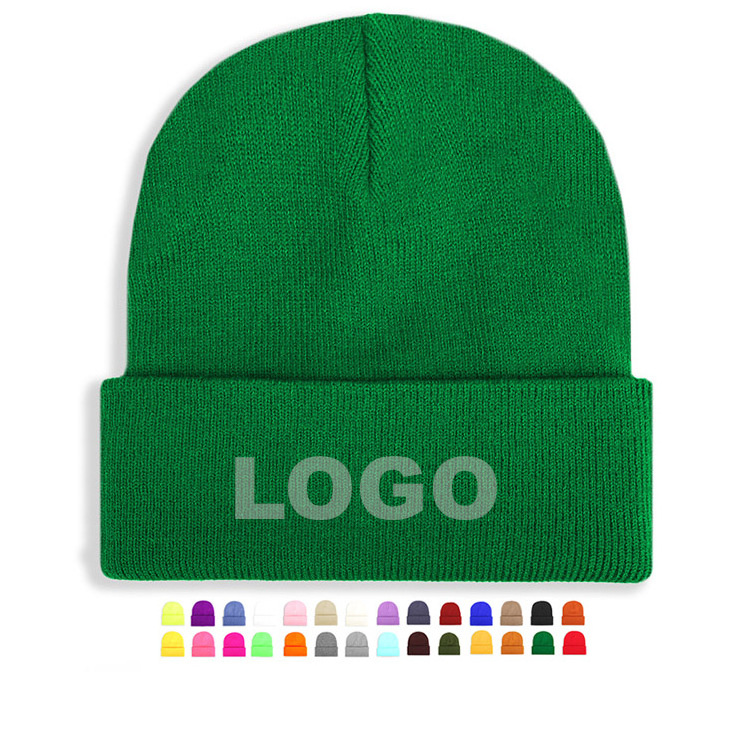 Wholesale High Quality Daily Warm Winter Hat For Man and Woman Classic Acrylic Blank Custom Logo Knit Cuff Beanie