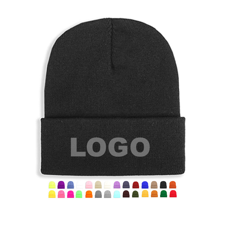 Wholesale fashion beanie hats custom embroidery custom logo winter crochet hat thick beanie hats