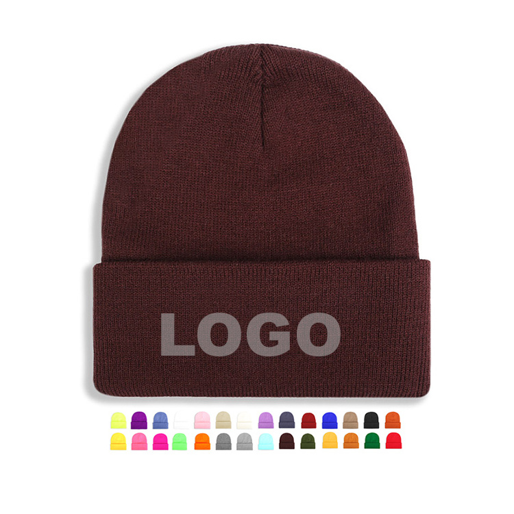 Wholesale fashion beanie hats custom embroidery custom logo winter crochet hat thick beanie hats