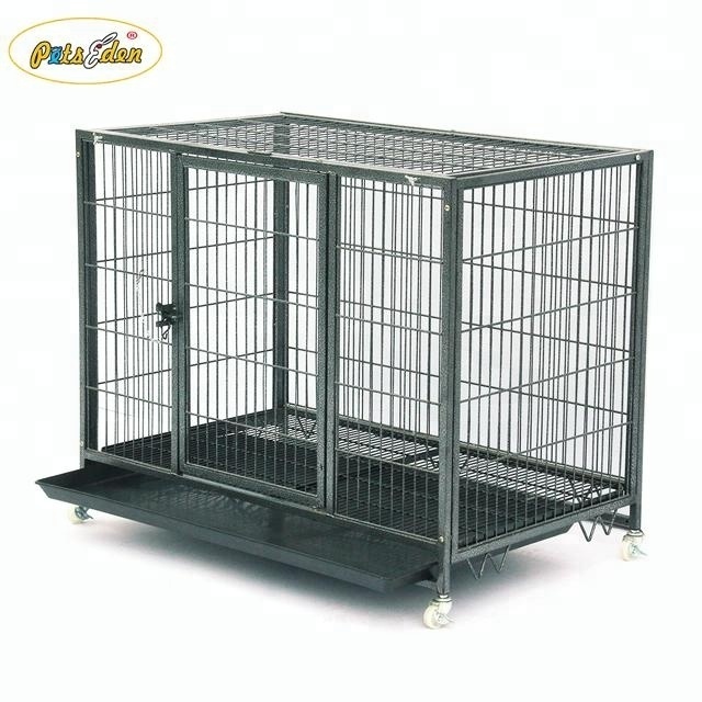 Heavy Duty Large Metal Cage Dog Crate With Wheels