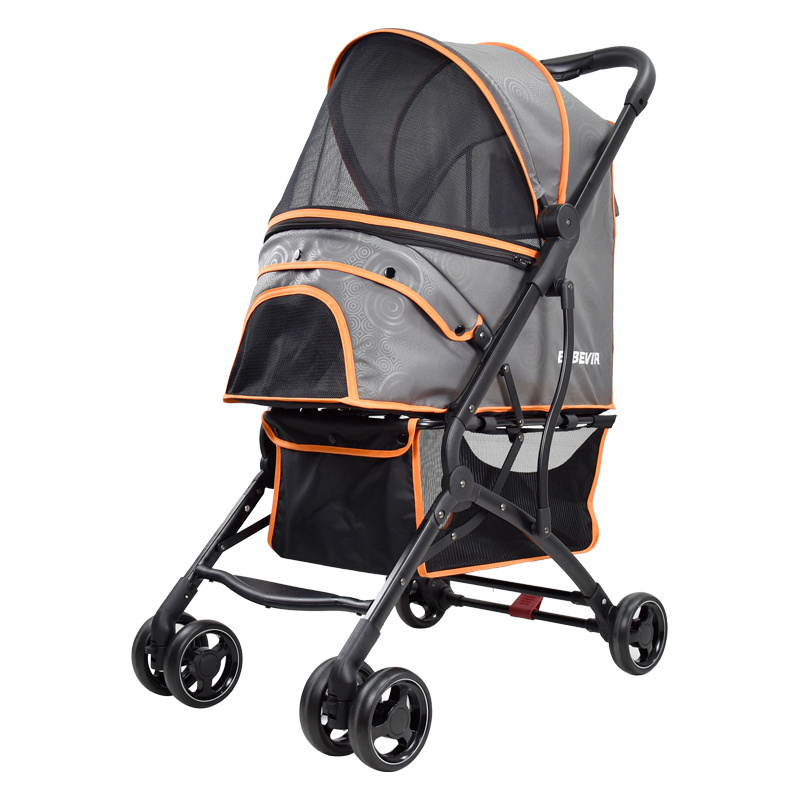 Pet Strollers Carrier Travel with Large Wheels Easy to Folding Hot-Selling Pet Dog Stroller Customized Logo