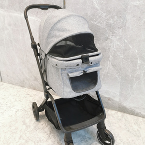 Luxury Pet Dog Stroller One Dog Trolley With Water Repellent 600D Oxford One Hand Automatic  Folding Pet Stroller