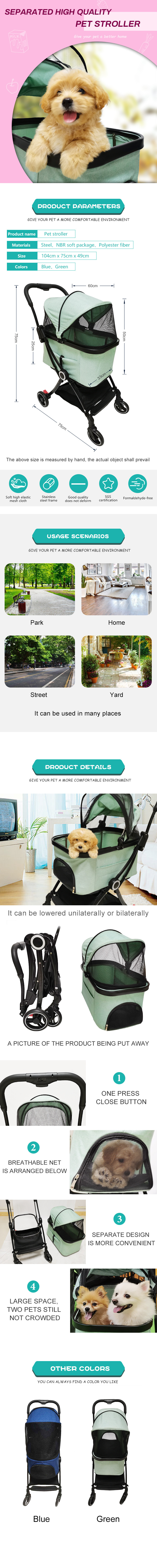 Dog Stroller for  Pet Jogger Stroller for single Dogs Breathable Animal Stroller with 4 Wheel and Storage Space Pet