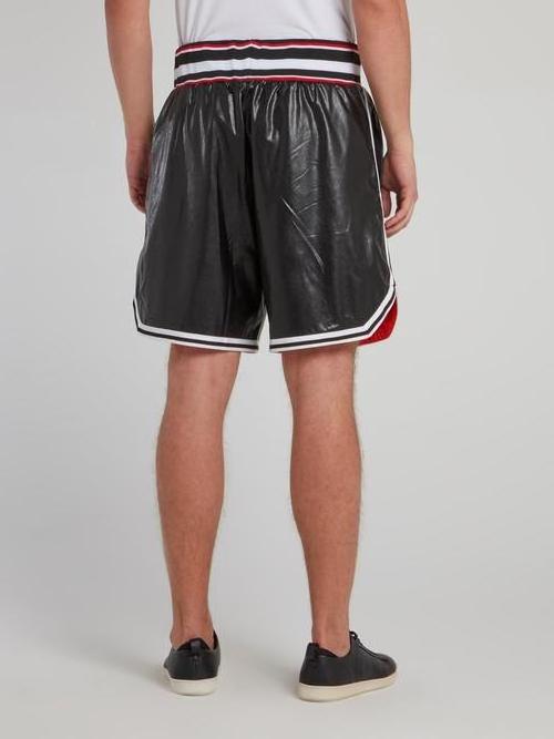 Doger Custom Logo Oem Wholesale Fashion Satin Slim Fit Black Polyester Nylon Leather Basketball Shorts For Men