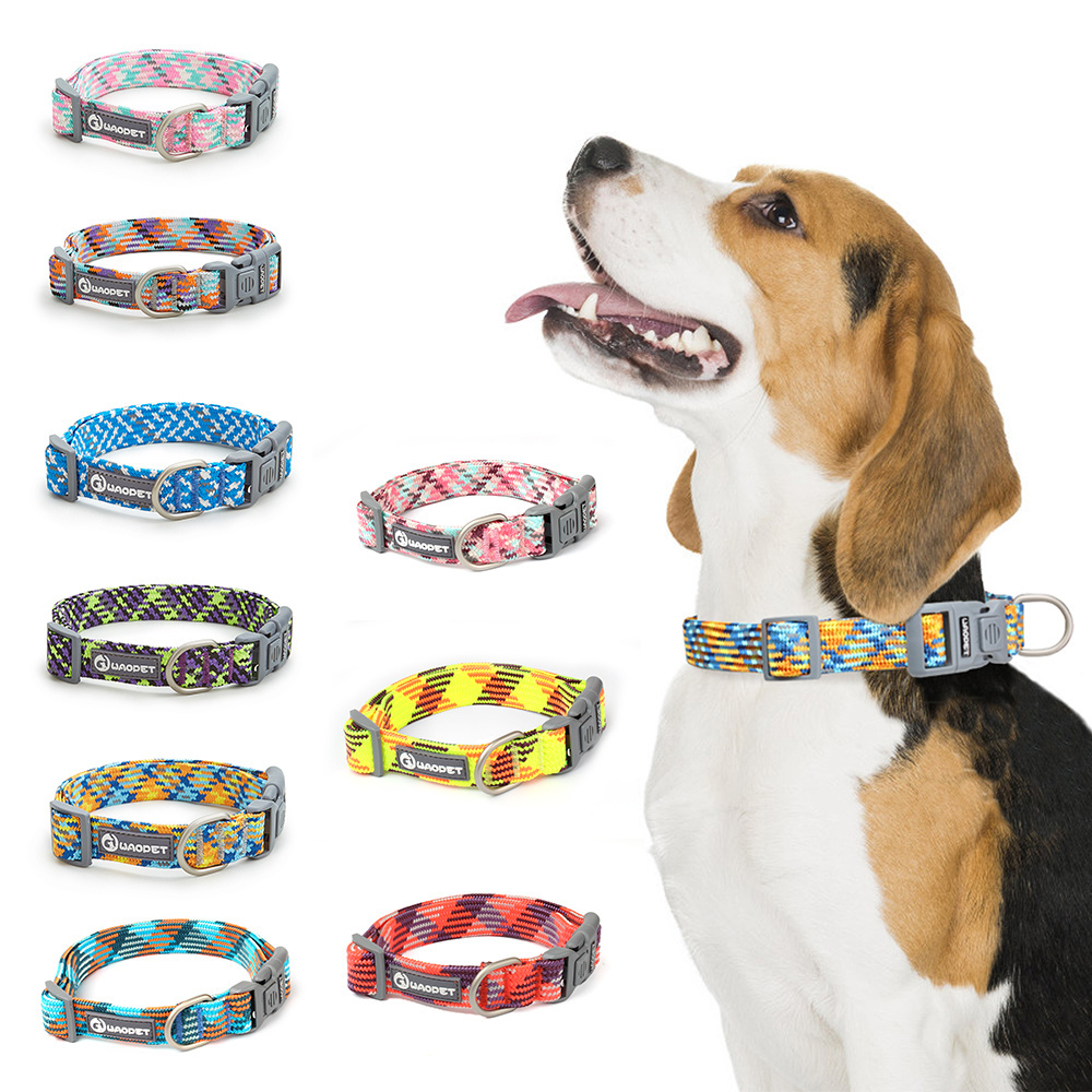 Customizable Colorful Dog Collar New Design braided webbing dog collar custom LOGO Manufacturer wholesale adjustable dog collar