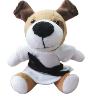 Wholesale plush stuffed animal key chain plush taekwondo dog key ring satchel hanging ornaments