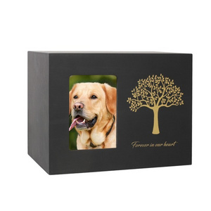 Pet Memorial Urn for Ashes Cat Dog Memory Box Pet Memorial Keepsake Pet Cremation Urn with Photo Frame Wooden Nature Bamboo Urn