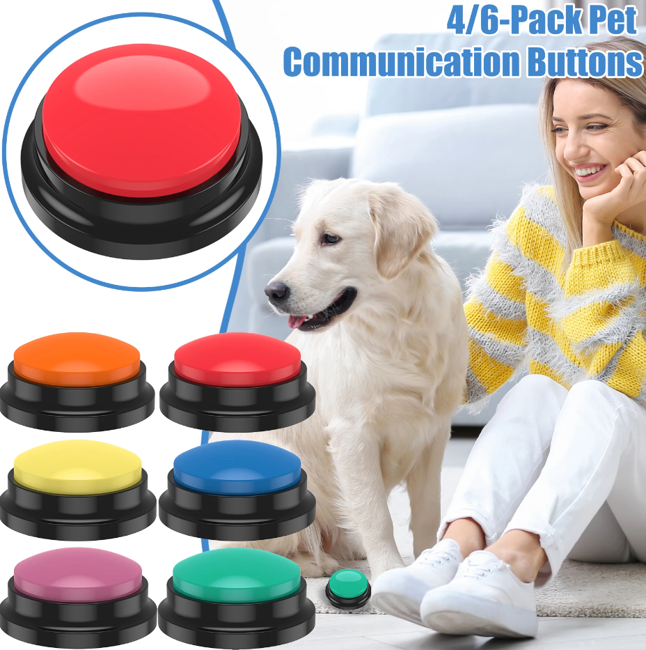 4/6Pcs Recordable Training Buttons With Light Pet Interactive Dog Cat Pet Training Buzzer Talking Button Intelligence Toy