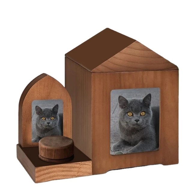 Wooddenimndmade Pet Urns House and Candle Holders Set Funeral Supplies Cat Dog Cremation Urn for Ashespring Summerl Coffin Box