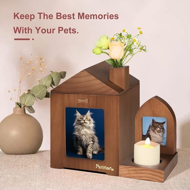 Wooddenimndmade Pet Urns House and Candle Holders Set Funeral Supplies Cat Dog Cremation Urn for Ashespring Summerl Coffin Box