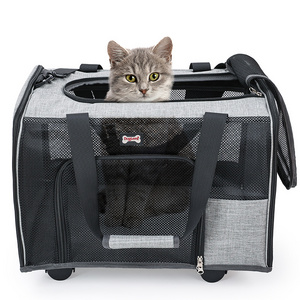 Cat Carrier with Wheels, Airline Approved Pet Carrier for Cats Dogs, Pet Carrier for Airplane