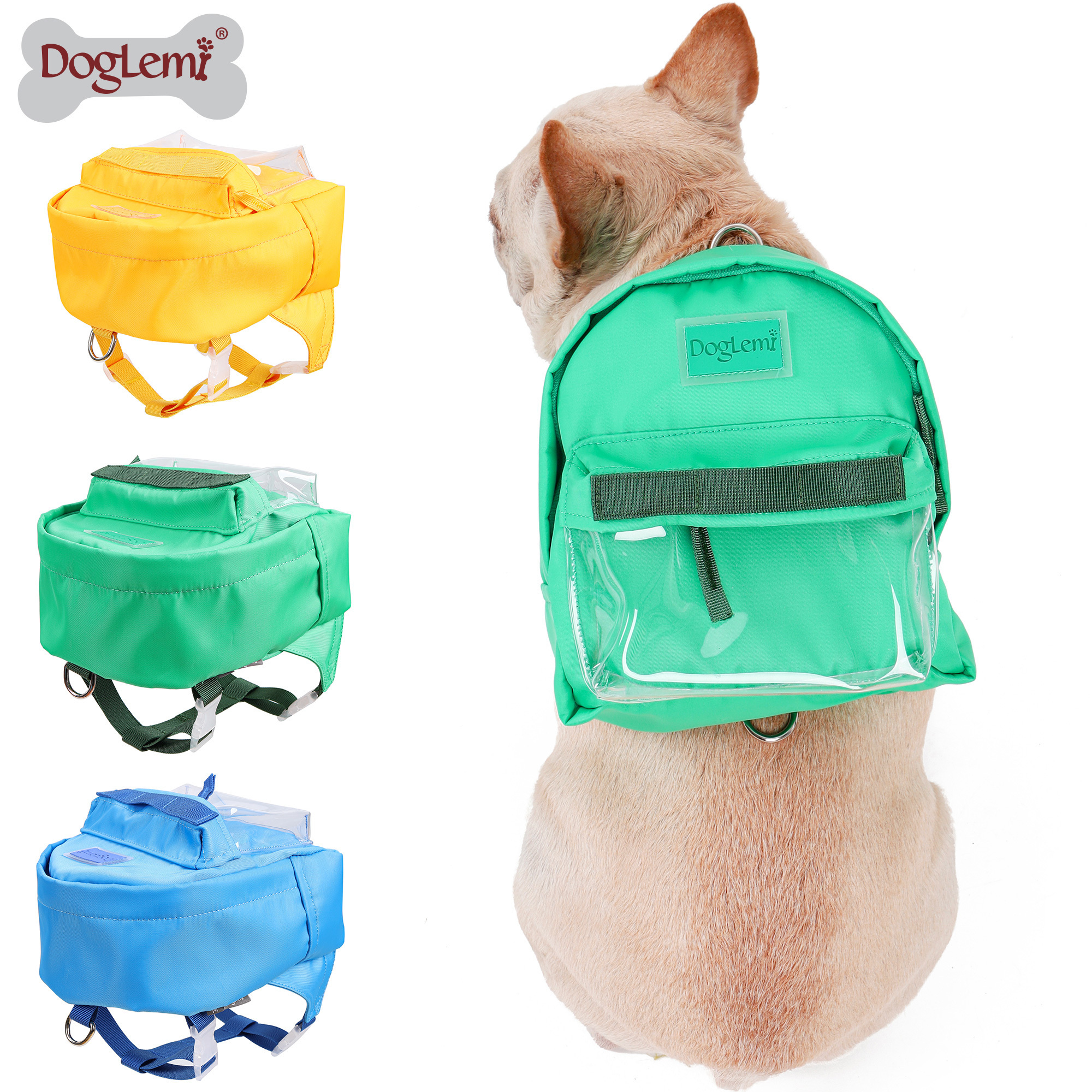 Dog harness with self backpack ,fashion dog pocket saddle bag pet carrier