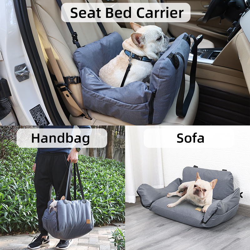 Luxury Portable For Small Pets Detachable and Washable Ultra Soft Pet Dog Car Travel Bed Pet Booster Car Seat Travel Carrier