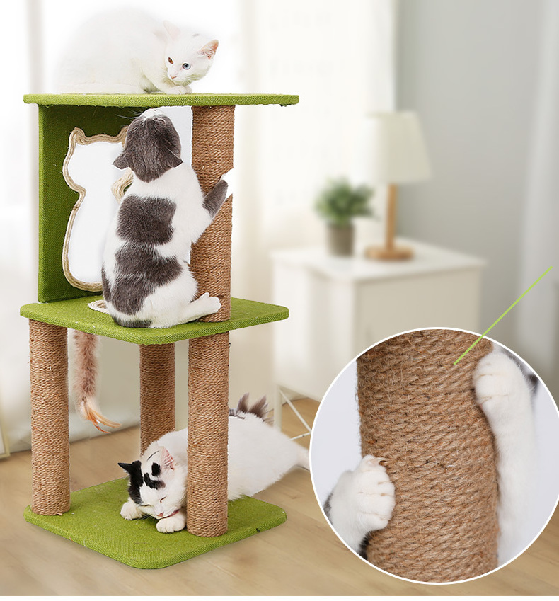 3 Layers Natural Sisal Cat Tree Scratcher Suitable For Indoor Big Cat Scratching Post Pet Toy