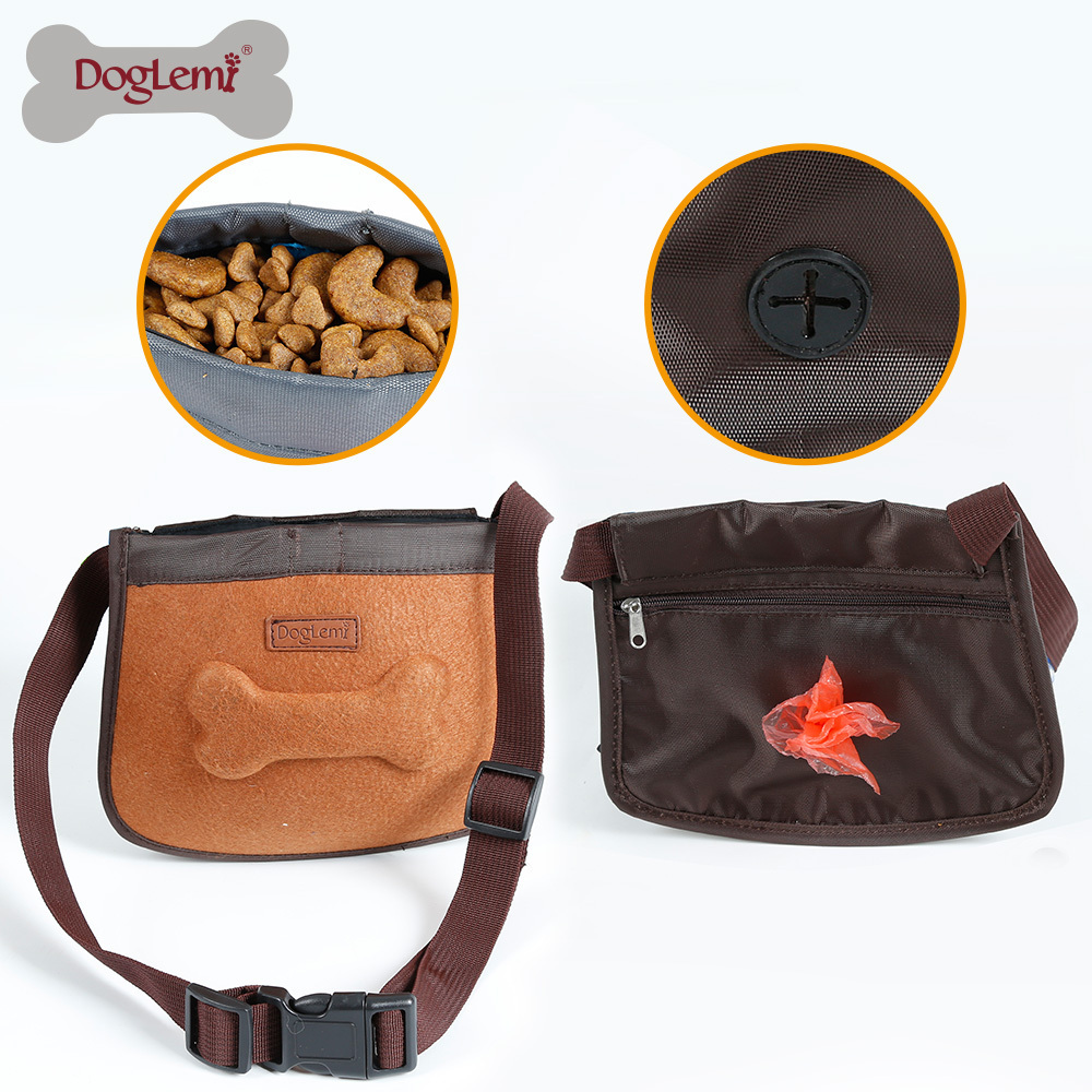 Doglemi Pet Food Pouch Small Dog Travel Food Bag EVA Bone Dog Treat Pouch