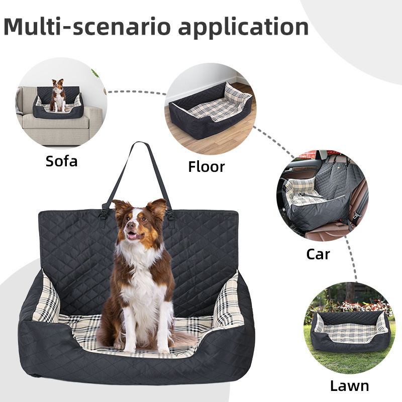 Custom Logo Pet Car Seat Bed Rattan Dog Bed Safety Big Size Dog Bed for Car