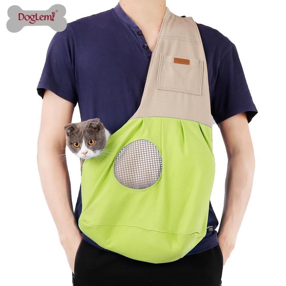 Canvas Dog Carry Bag Pet Sling Travel Carrier Dog Walking Crossbody Bag Puppy Sling Carrying Pet Carrier Bags for Cat Dog