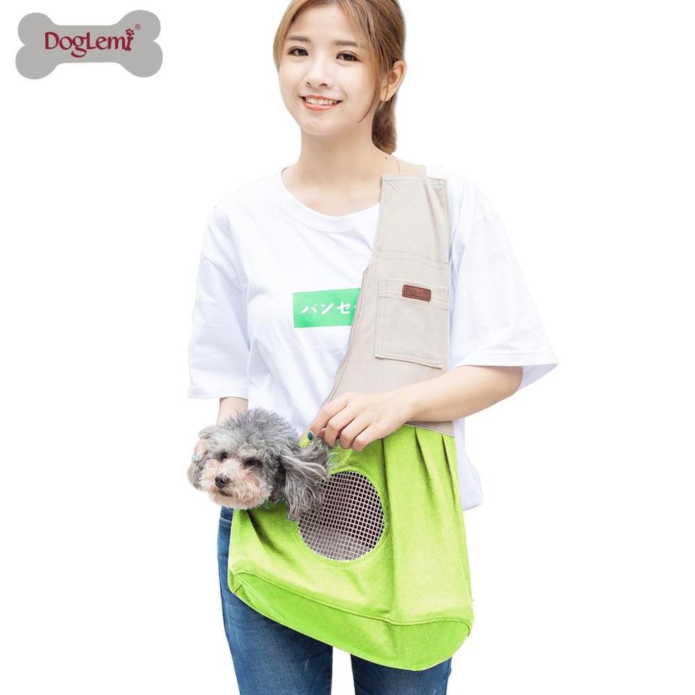 Canvas Dog Carry Bag Pet Sling Travel Carrier Dog Walking Crossbody Bag Puppy Sling Carrying Pet Carrier Bags for Cat Dog