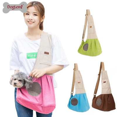 Canvas Dog Carry Bag Pet Sling Travel Carrier Dog Walking Crossbody Bag Puppy Sling Carrying Pet Carrier Bags for Cat Dog