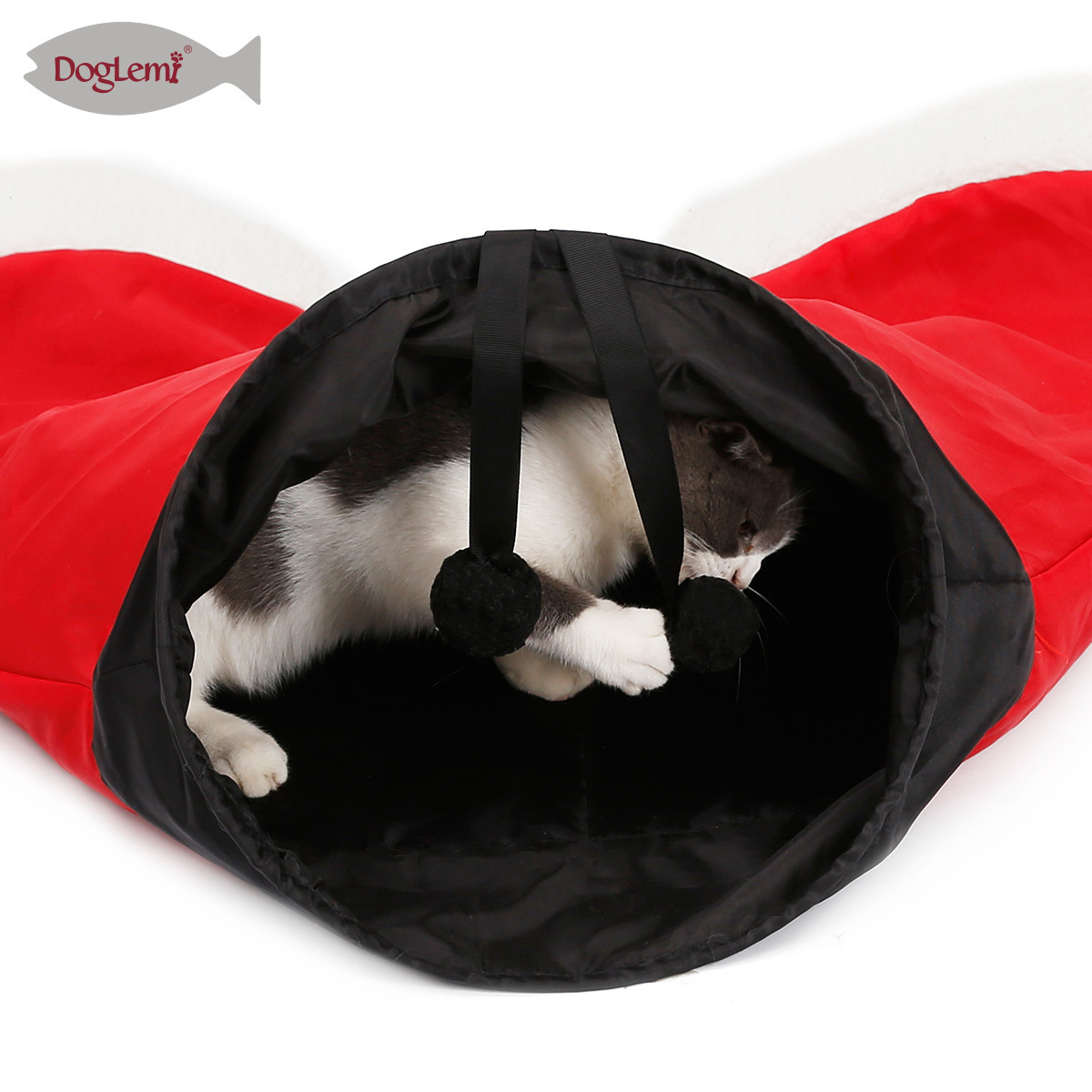 Pet Cat Tunnel Collapsible 3 Way Cat Tunnel Sack Santa Pants Tube Toy