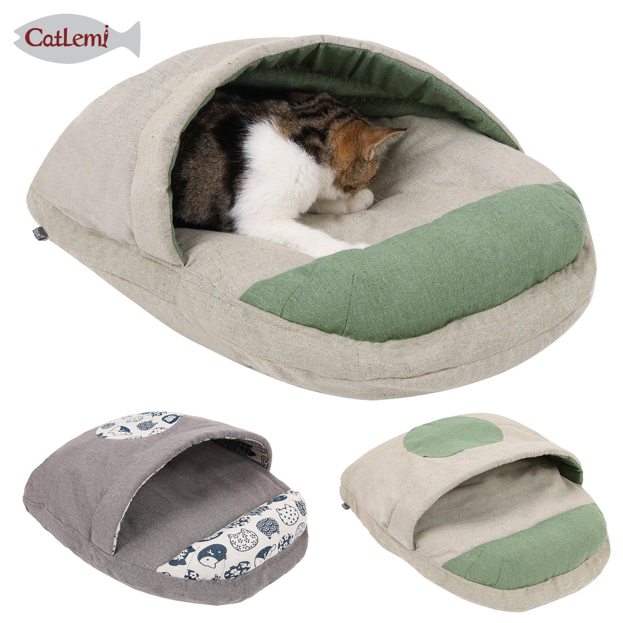 Cat sleeping bag self warming bed wholesale ,winter cat sack bed pet with Pillow