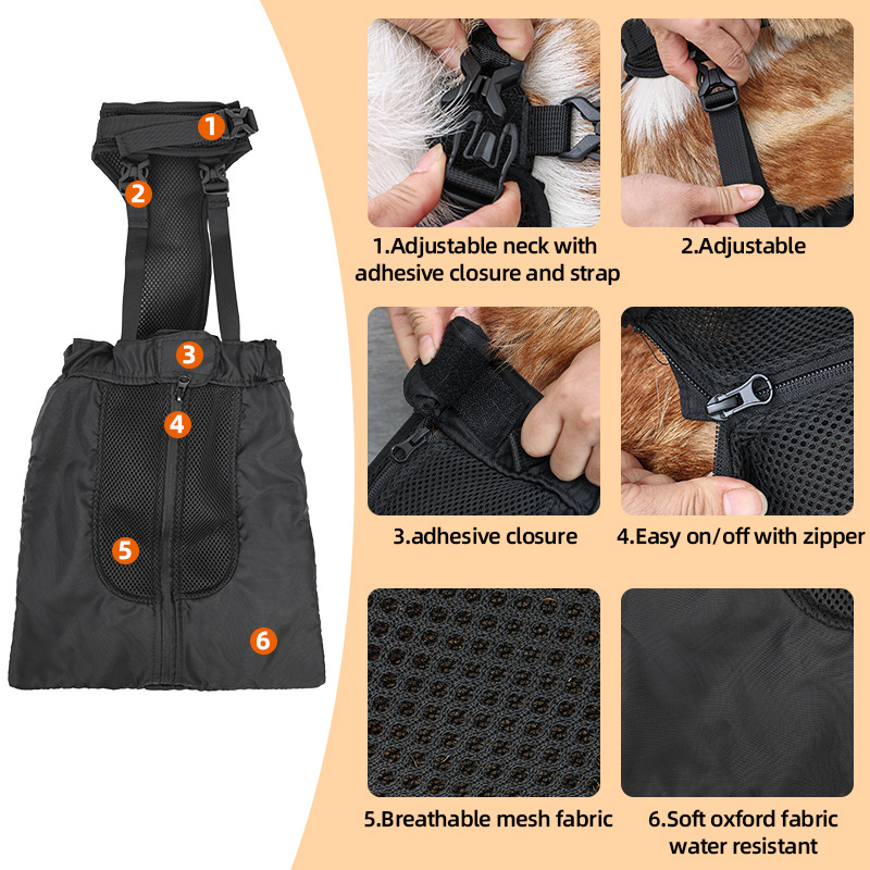 Custom Durable Breathable Nylon Dog Mobility Old Paralyzed Pet Physical Disability Dog Drag Bag