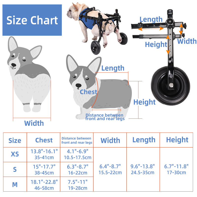 Top sellers Adjustable Dog Cart 2 Wheels Chair Mobility Disabled Dog Wheelchair For Handicapped Pet Dog Walker products