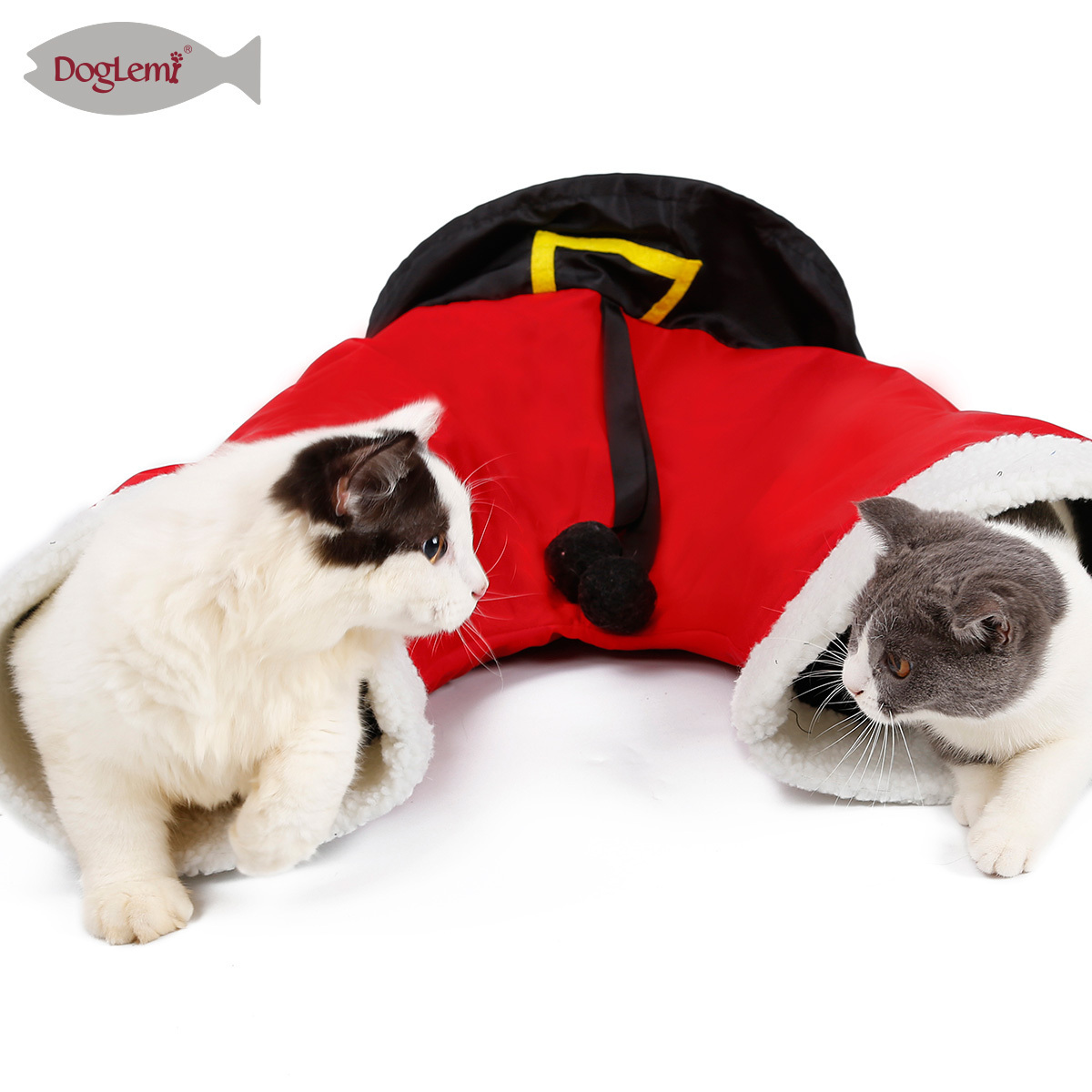 Pet Cat Tunnel Collapsible 3 Way Cat Tunnel Sack Santa Pants Tube Toy