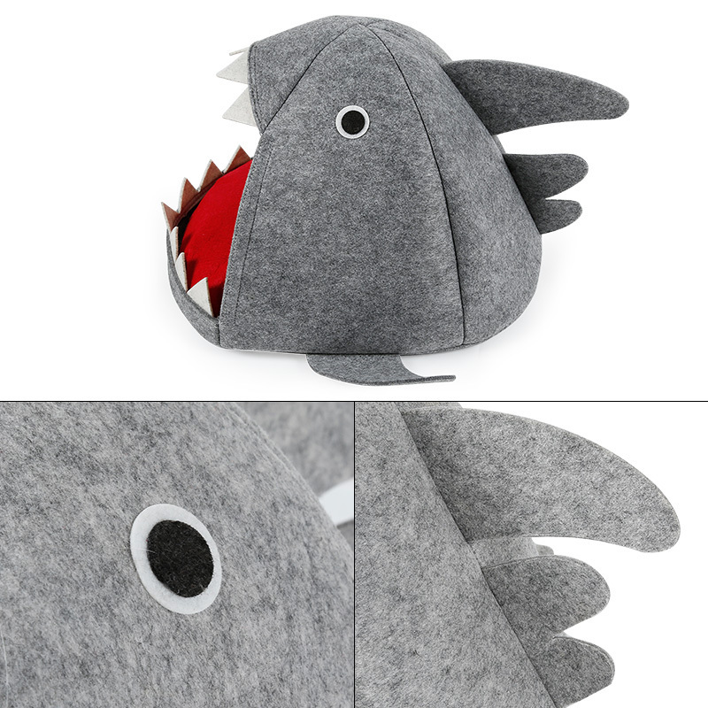 Doglemi Shark Pet House Cat Bed Multi Color Felt Cat Cave Bed