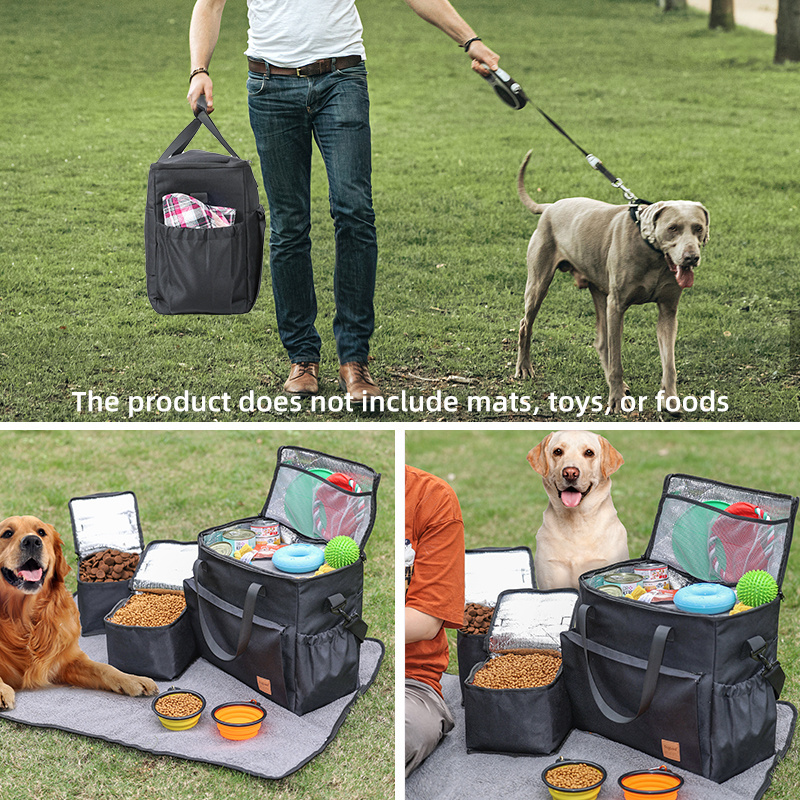 Dog Travel Bag Weekend Pet Travel Set for Dog and Cat Tote Organizer with Multi-Function Pockets