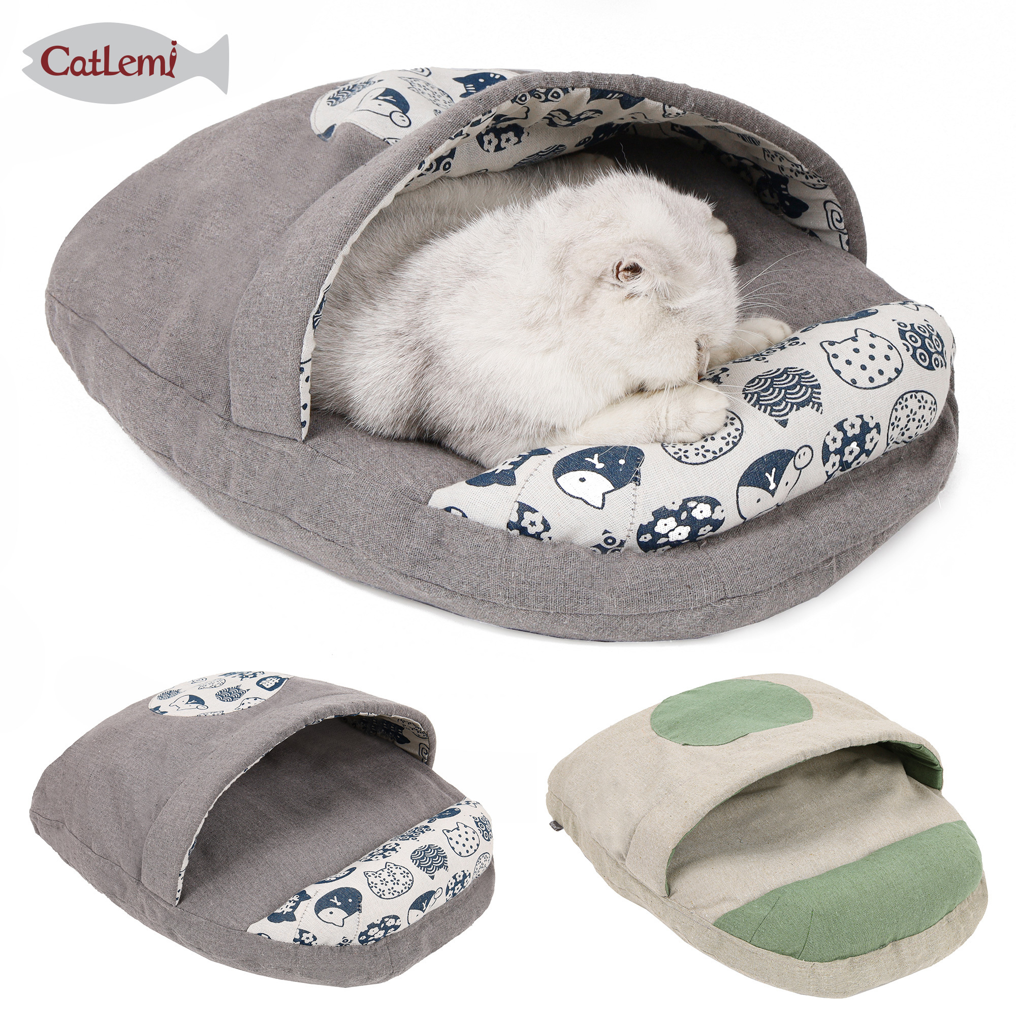 Cat sleeping bag self warming bed wholesale ,winter cat sack bed pet with Pillow